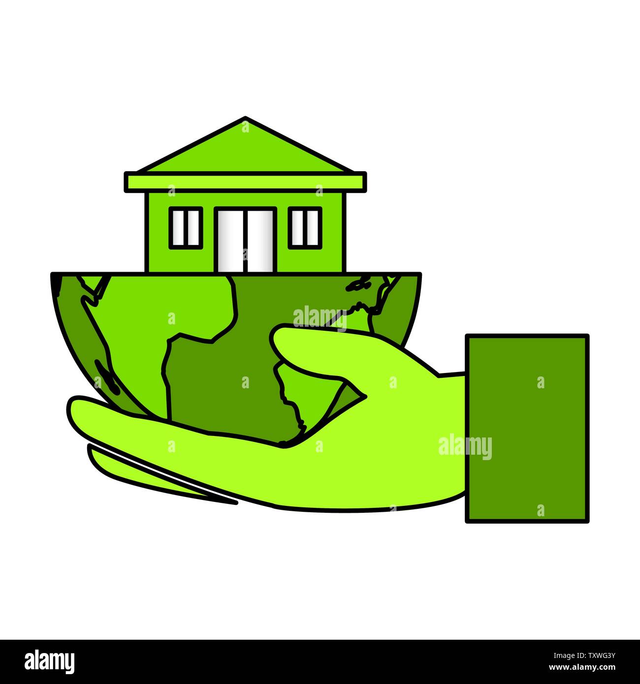 Hand holding eco house icon Stock Vector Images - Alamy