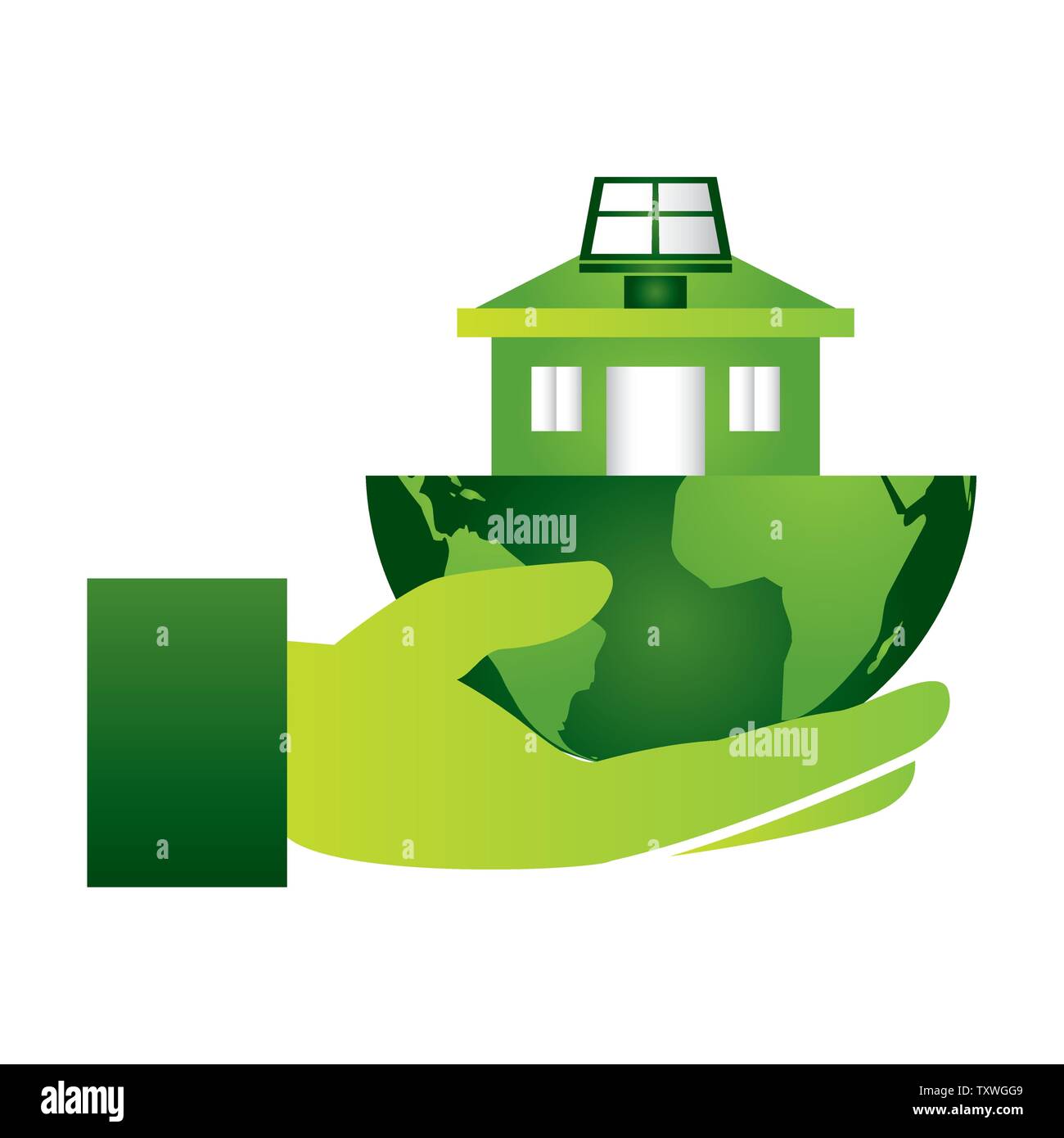 Hand holding eco house icon Stock Vector Images - Alamy