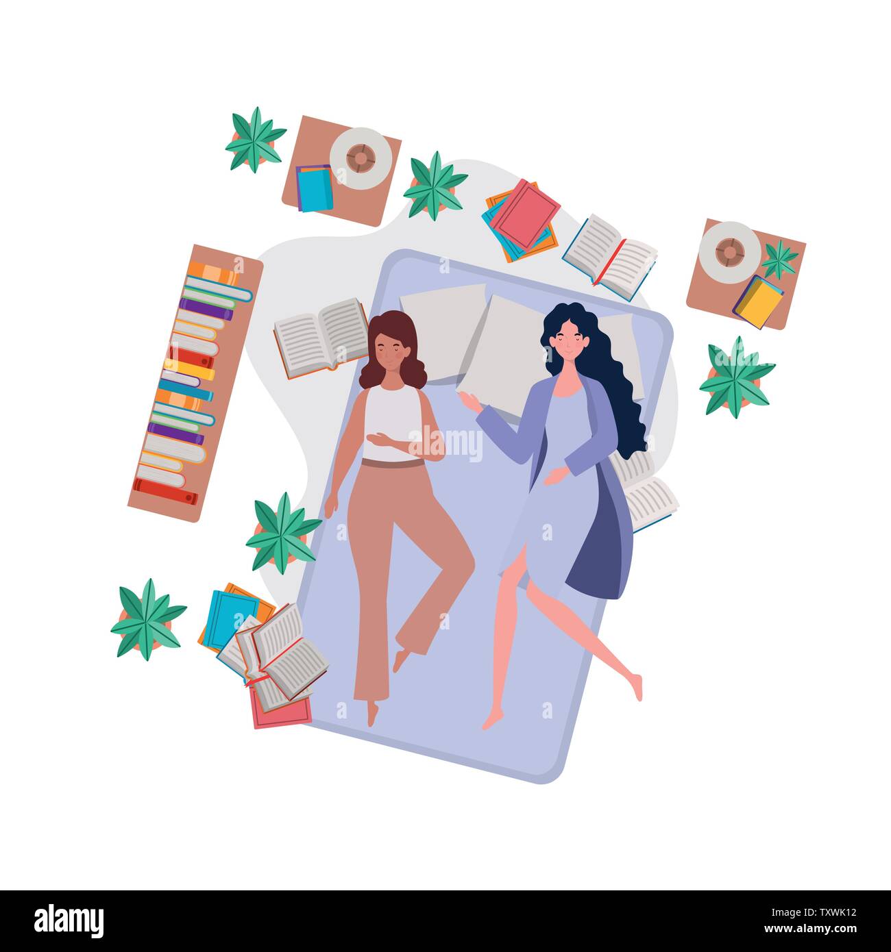young women in bed with sleeping pose Stock Vector Image & Art - Alamy