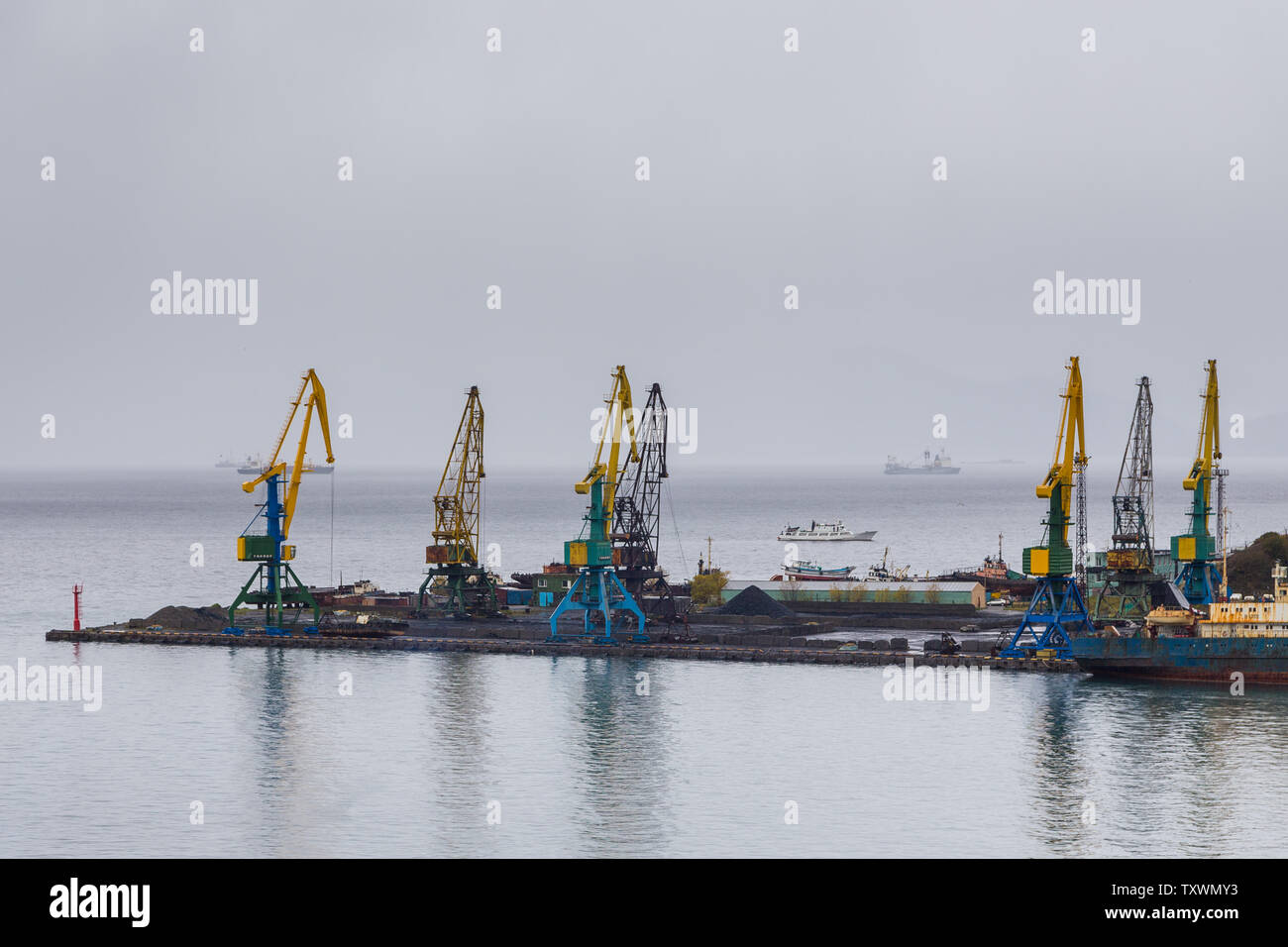 Petropavlovsk-Kamchatsky, Russia- 05 October 2014: View of harbor ...