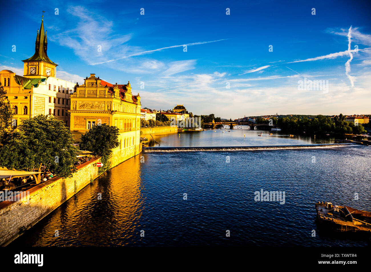 Prague citicsape seen from bridge in Praha, Capital City of Czech Republic Stock Photo