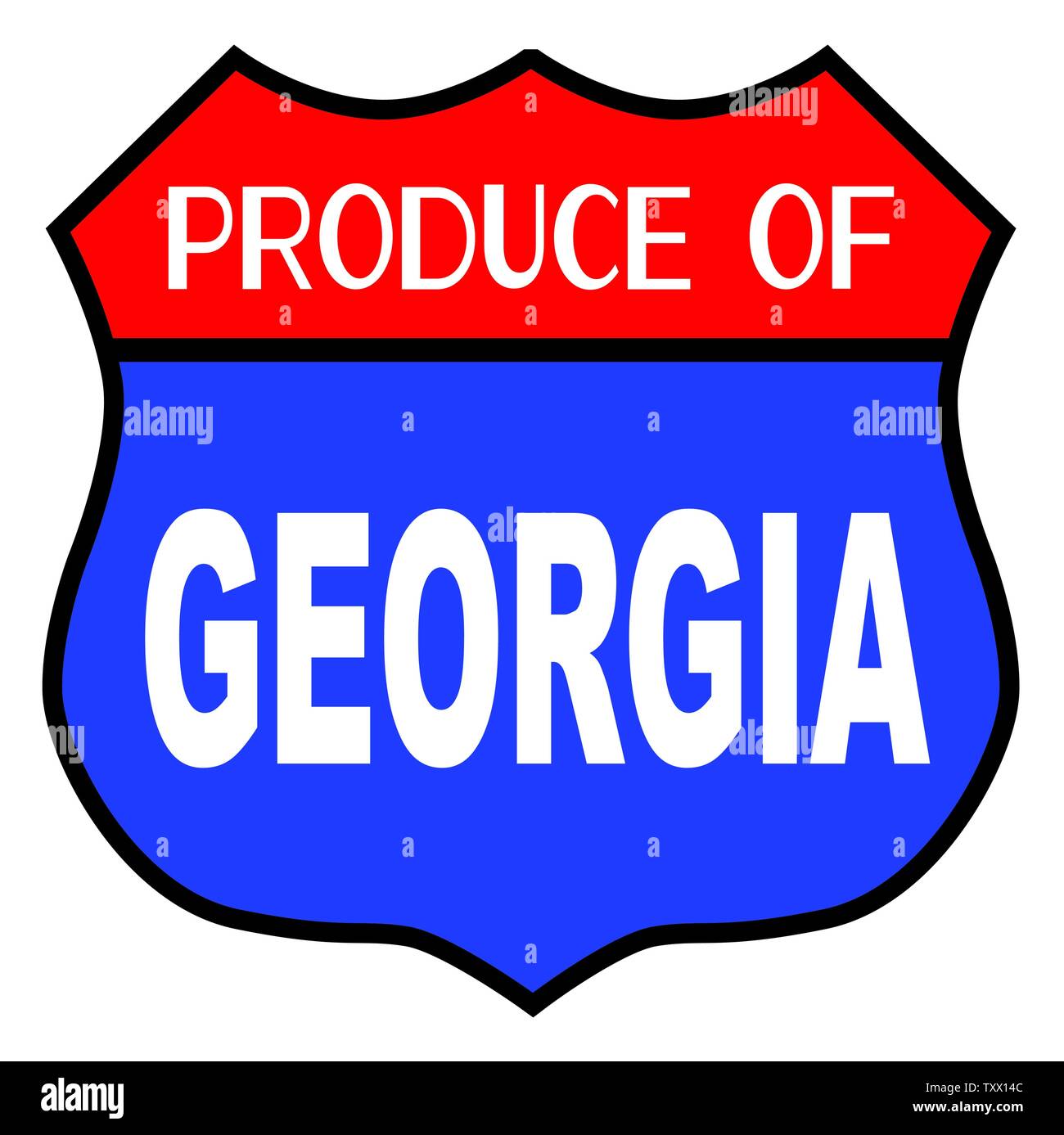 Route 66 style traffic sign with the legend Produce Of Georgia isolated Stock Vector