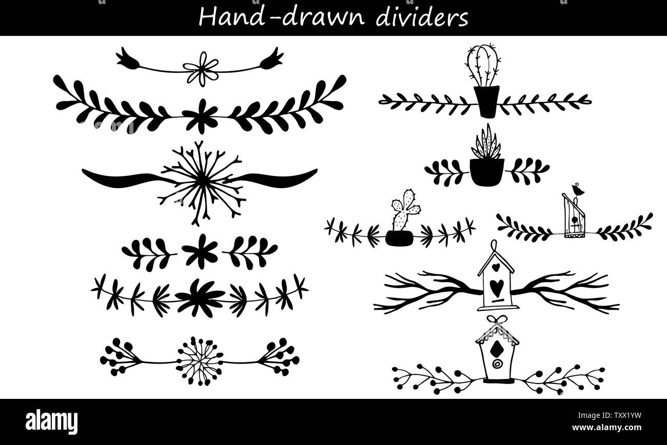 Collection of hand drawn flowers and plant Stock Vector Image & Art - Alamy