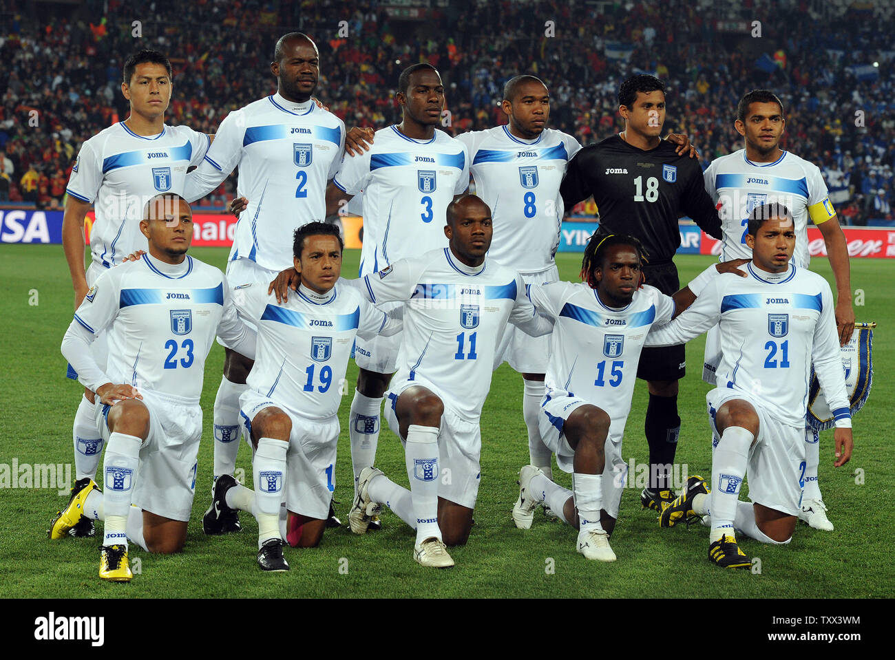 Honduras pose for a team photograph prior to the Group H match at Ellis Park in Johannesburg, South Africa on June 21, 2010. UPI/Chris Brunskill Stock Photo