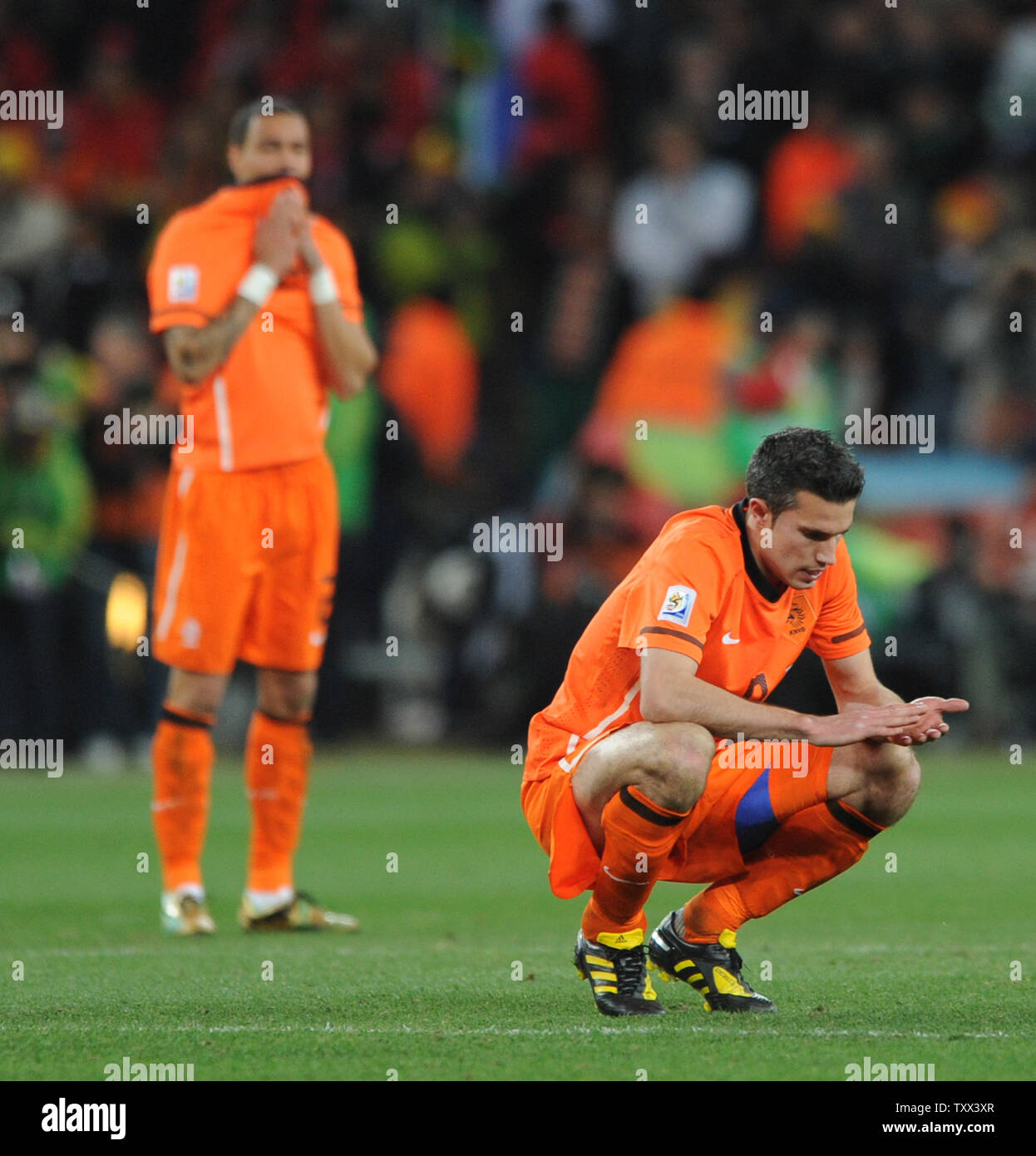 Robin Van Persie of Holland looks dejected following the FIFA World Cup Final match at Soccer City Stadium in Johannesburg, South Africa on July 11, 2010. UPI/Chris Brunskill Stock Photo