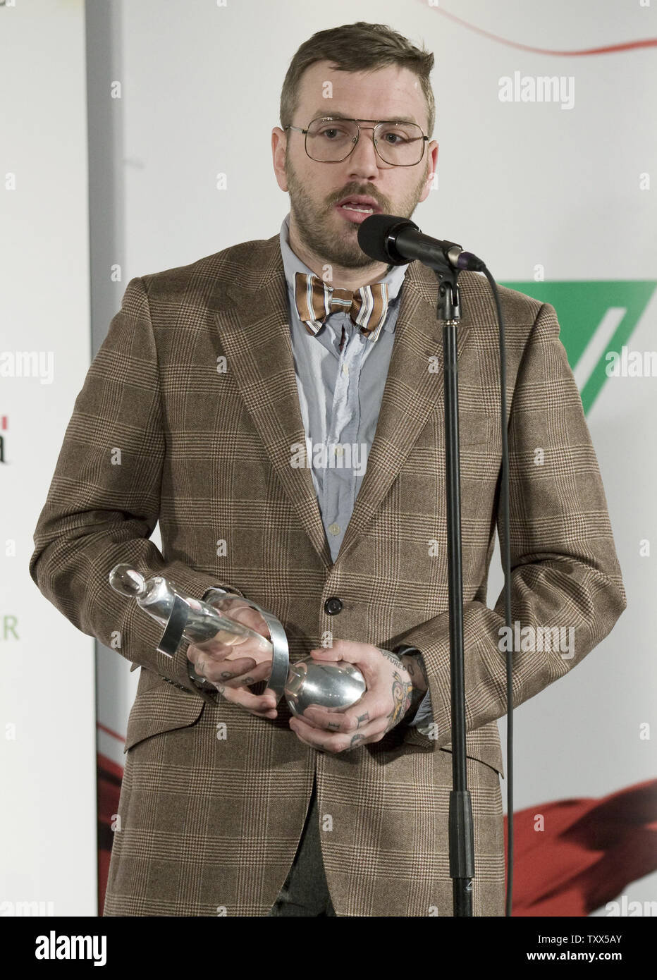 Songwriter of the Year award winner Dallas Green speaks to the media after the 2009 JUNO Awards at GM Place in Vancouver British Columbia March 29 2009. UPI Photo PeterTanner Stock Photo Alamy