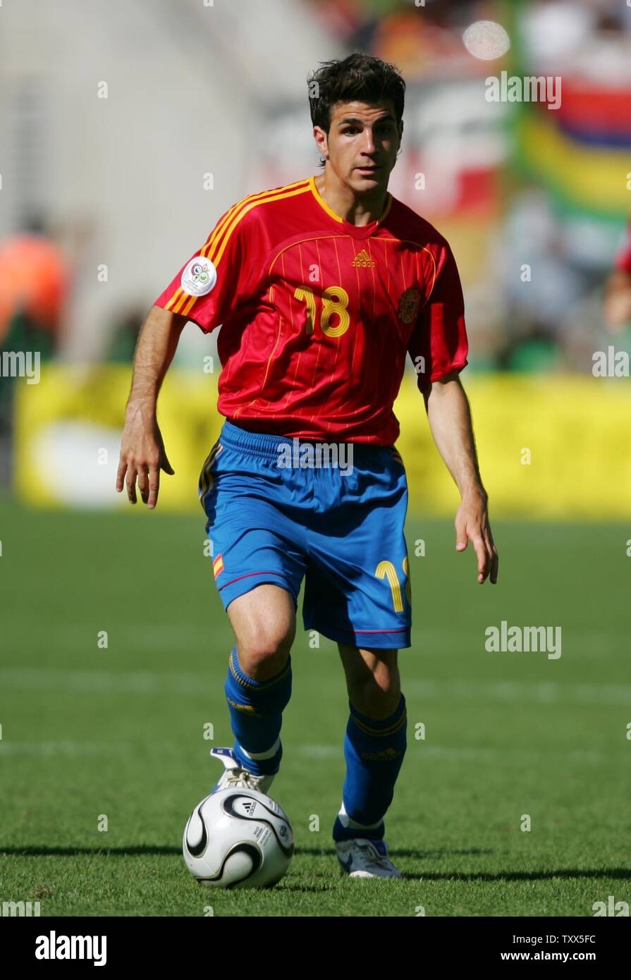 Spain's Cesc Fabregas during the final Group H match of the FIFA World Cup Germany 2006 in Kaiserslautern, Germany on June 23, 2006. Spain advanced to the round of 16 as they beat Saudi Arabia 1-0. Juanito's goal off his head in the 36th-minute  confirmed the Saudi elimination after one draw and two defeats. (UPI  Photo/Christian Brunskill) Stock Photo