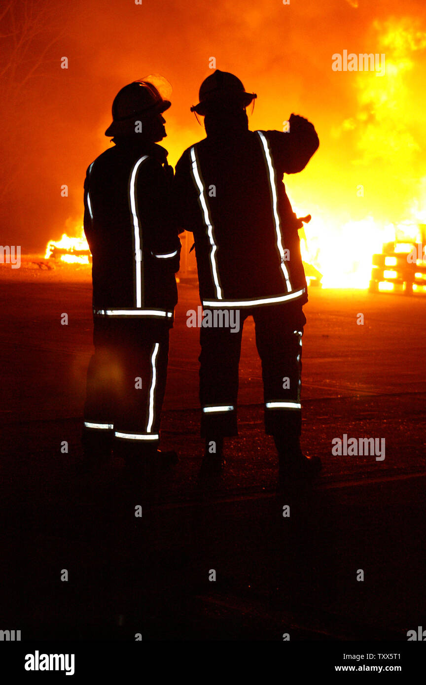 industrial fire, combustible products Stock Photo