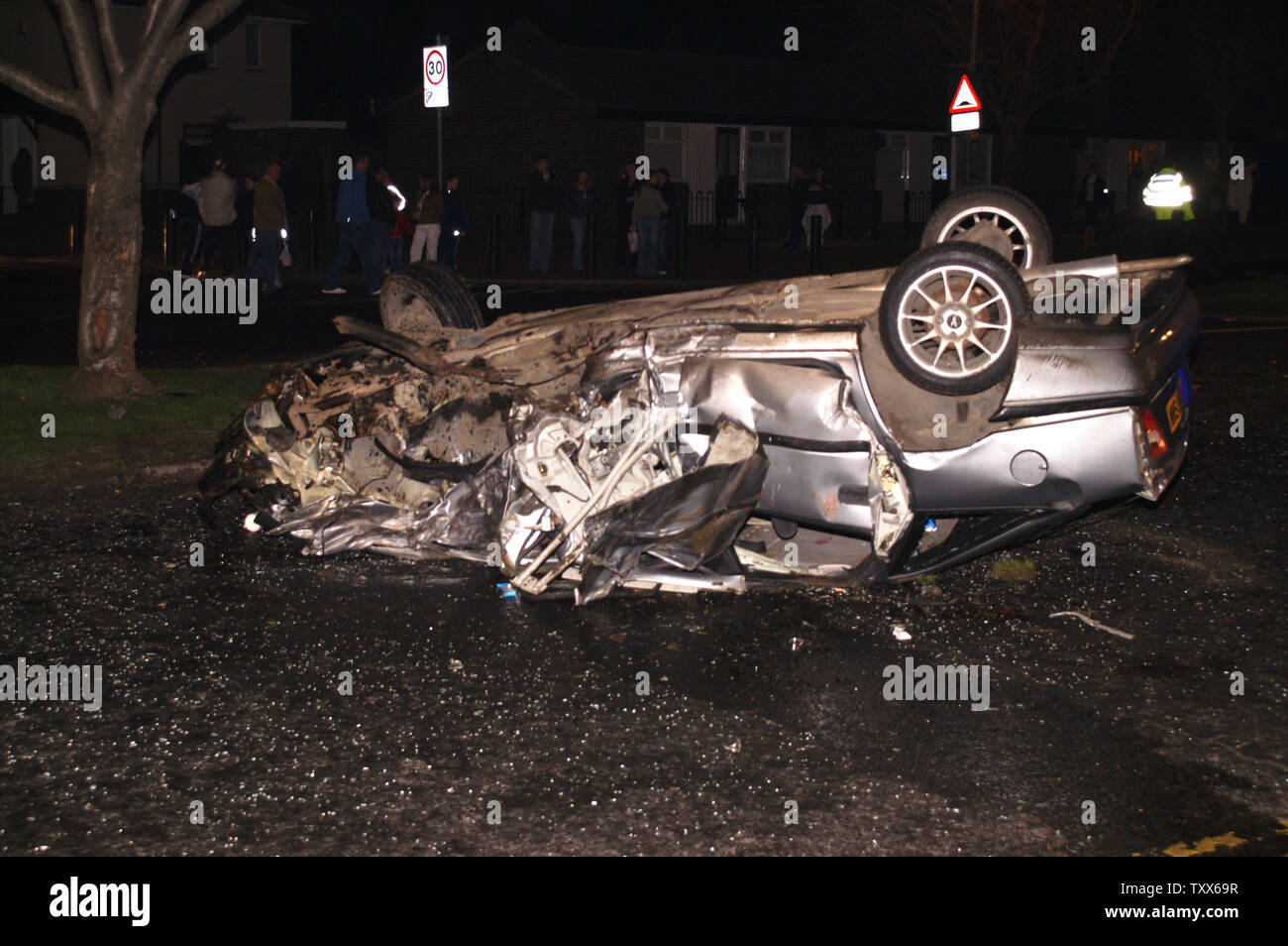 high impact collision, car crash Stock Photo Alamy