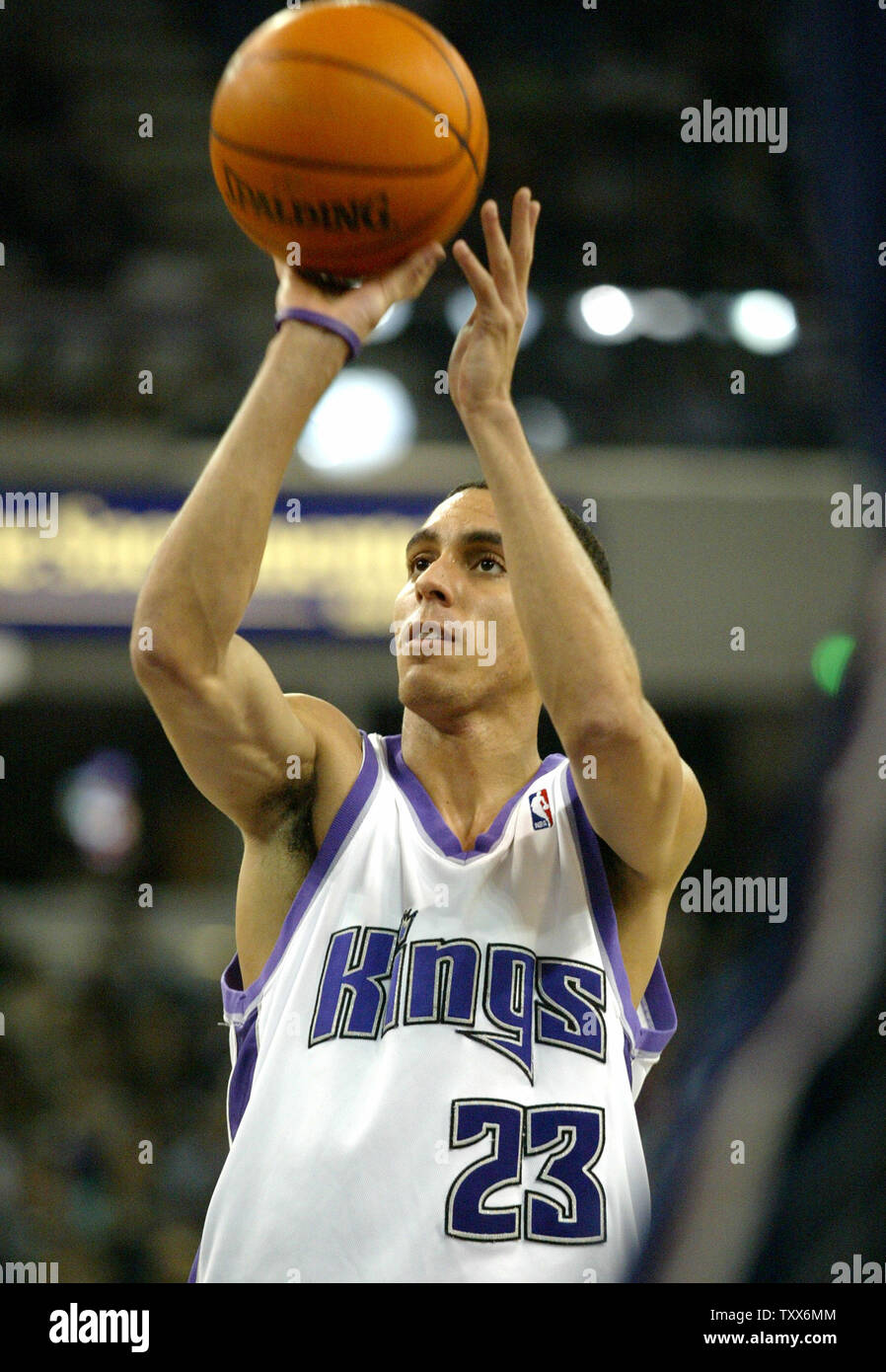 Sacramento Kings guard Kevin Martin shoots from the free throw line against the New Jersey Nets at Arco Arena in Sacramento California on January 22 2007. The Kings beat the Nets 88 87
