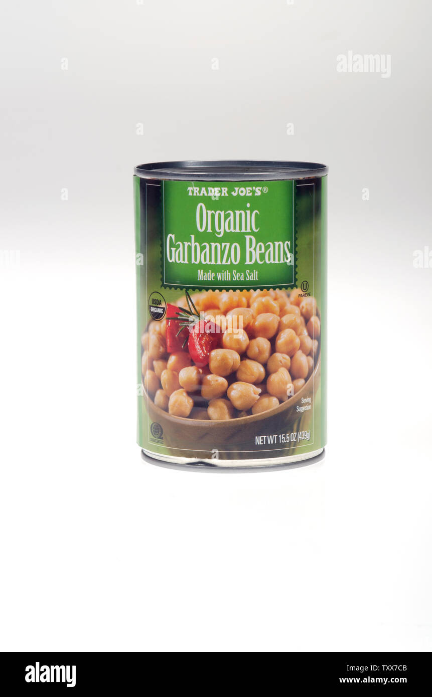 Trader Joe’s Organic Garbanzo Bean can Stock Photo