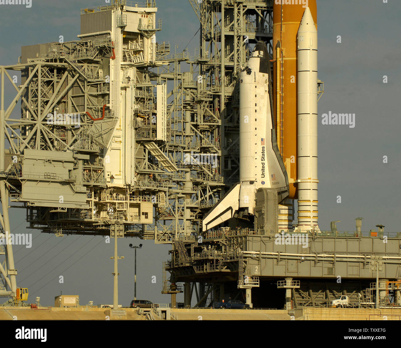 NASA's Space Shuttle Endeavour sits bolted to Launch Pad 39A at the ...