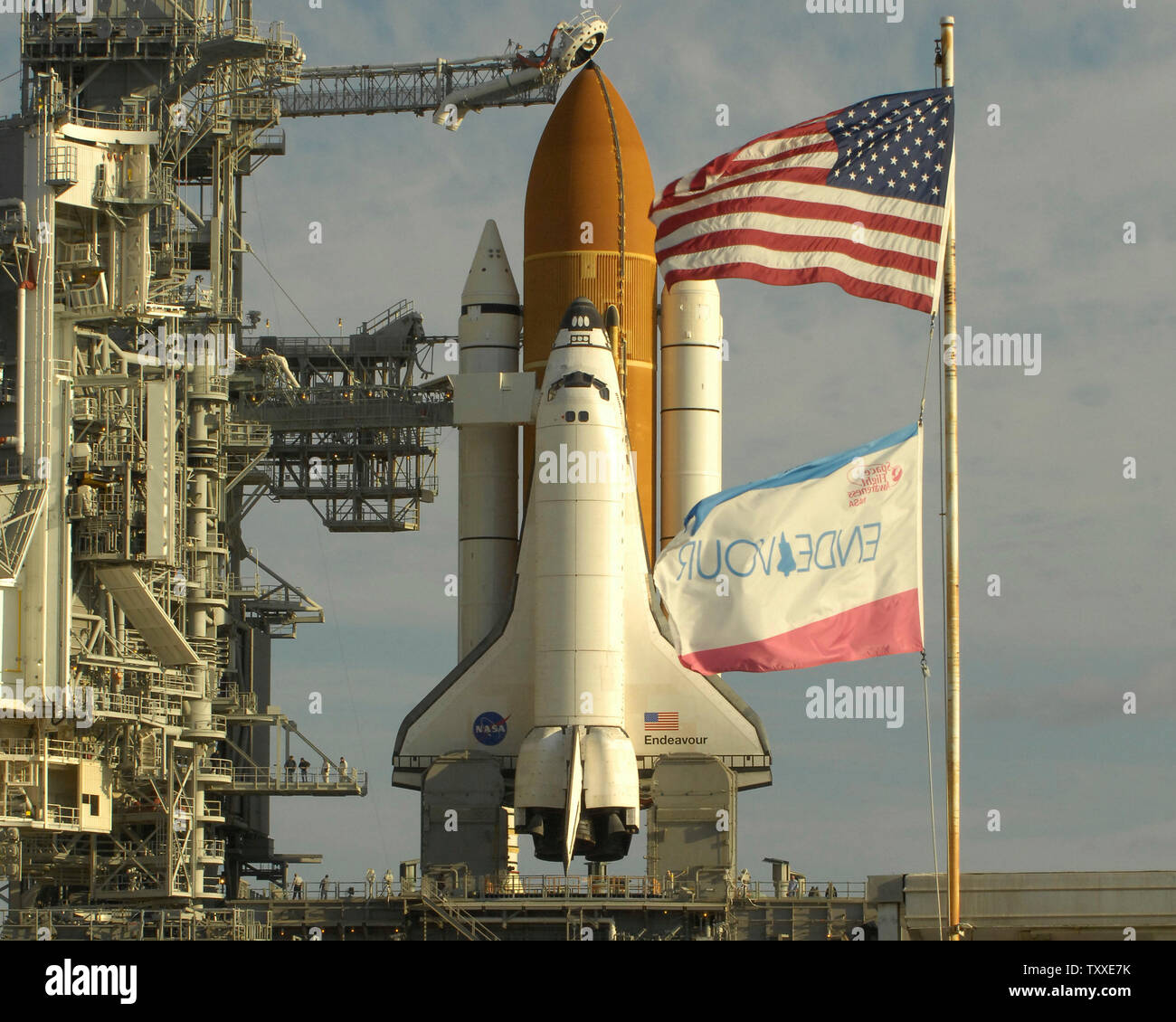 NASA's Space Shuttle Endeavour sits bolted to Launch Pad 39A at the ...