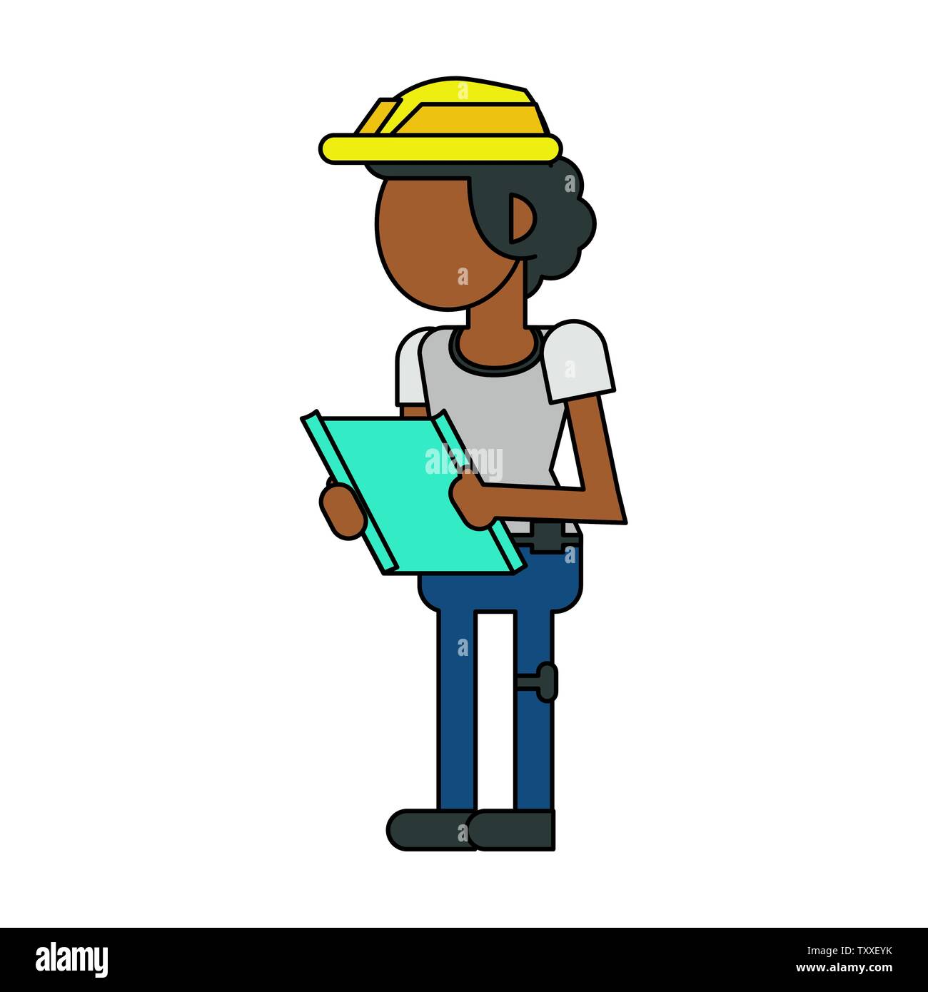 Construction worker smiling cartoon isolated faceless Stock Vector ...