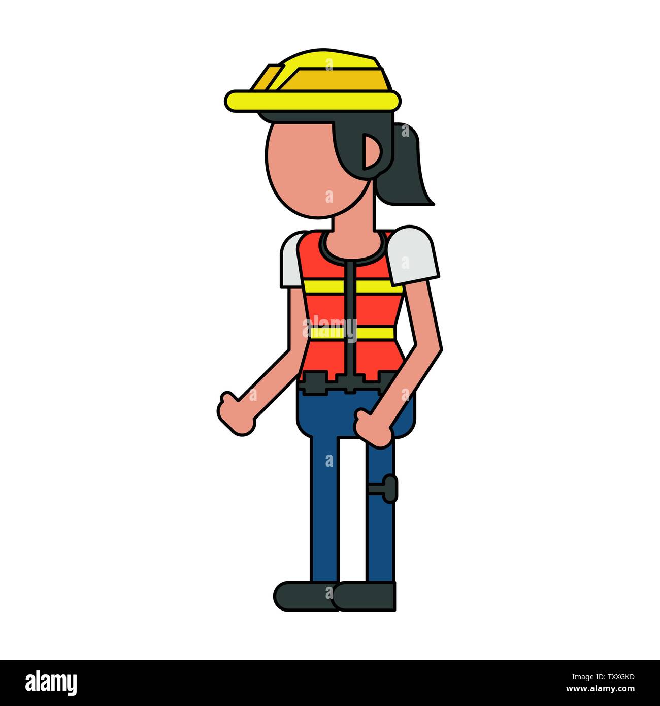 Construction worker smiling cartoon isolated faceless Stock Vector ...