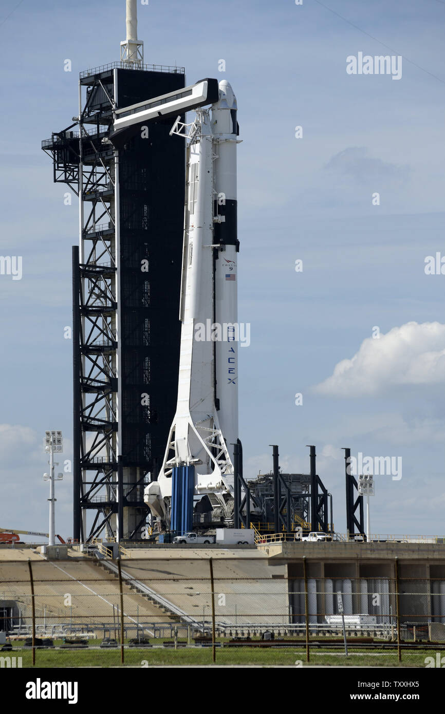 A SpaceX Falcon 9 rocket is prepared for launch from Launch Complex 39A ...