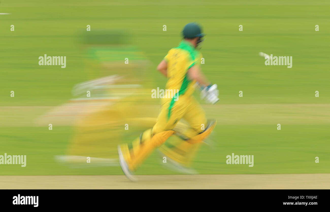 London, UK. 25th June, 2019. A slow shutter shot of Aaron Finch and David Warner of Australia running a single during the England v Australia, ICC Cricket World Cup match, at Lords, London, England. Credit: Cal Sport Media/Alamy Live News Stock Photo