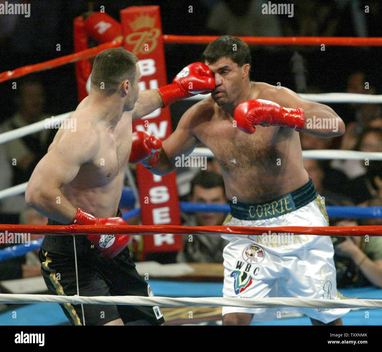 Vitali Klitschko of Ukraine and Germany, the older of the fighting