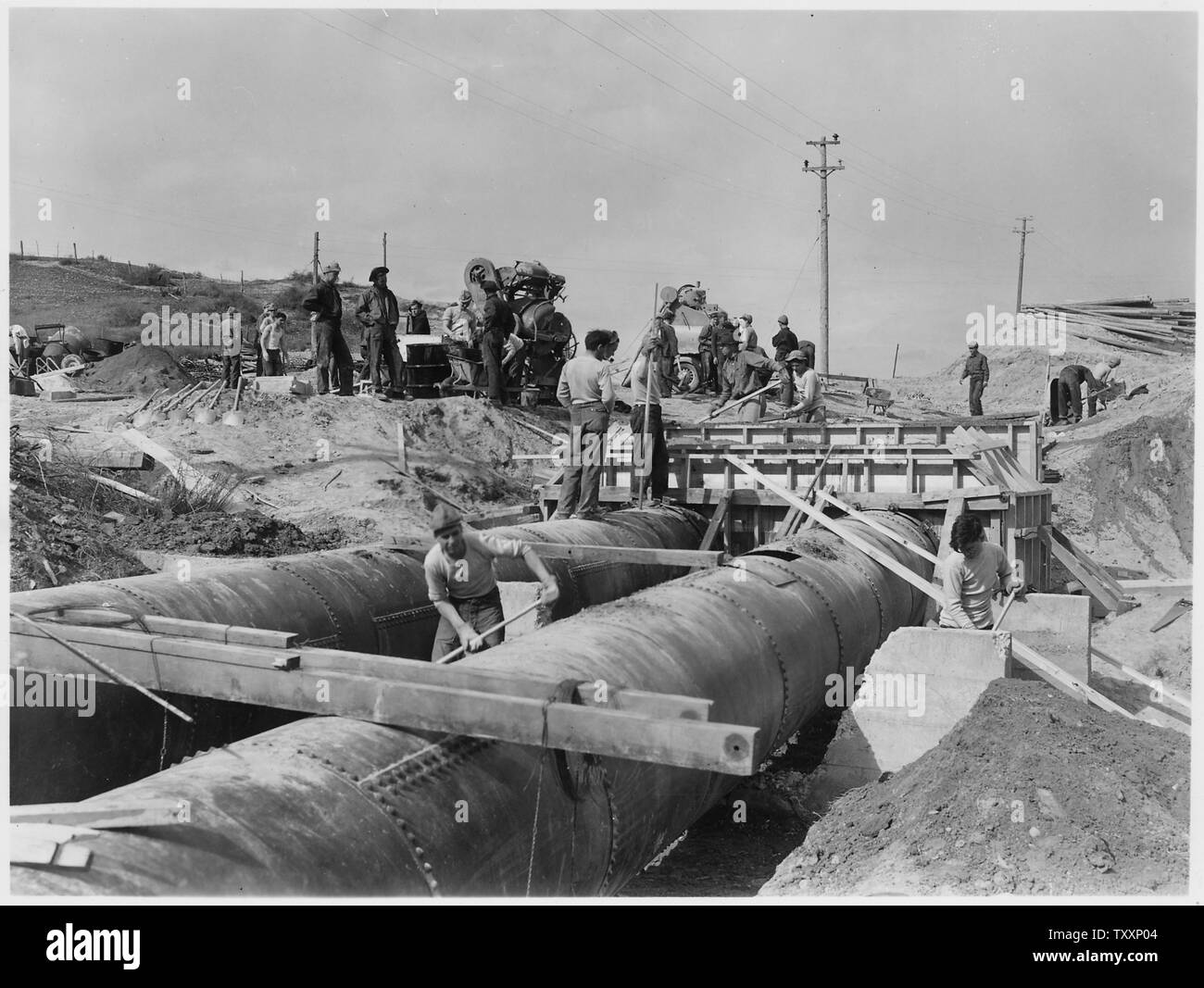 CCC Camp BR24 Boise Project, Marsing, Idaho Photo of crew placing