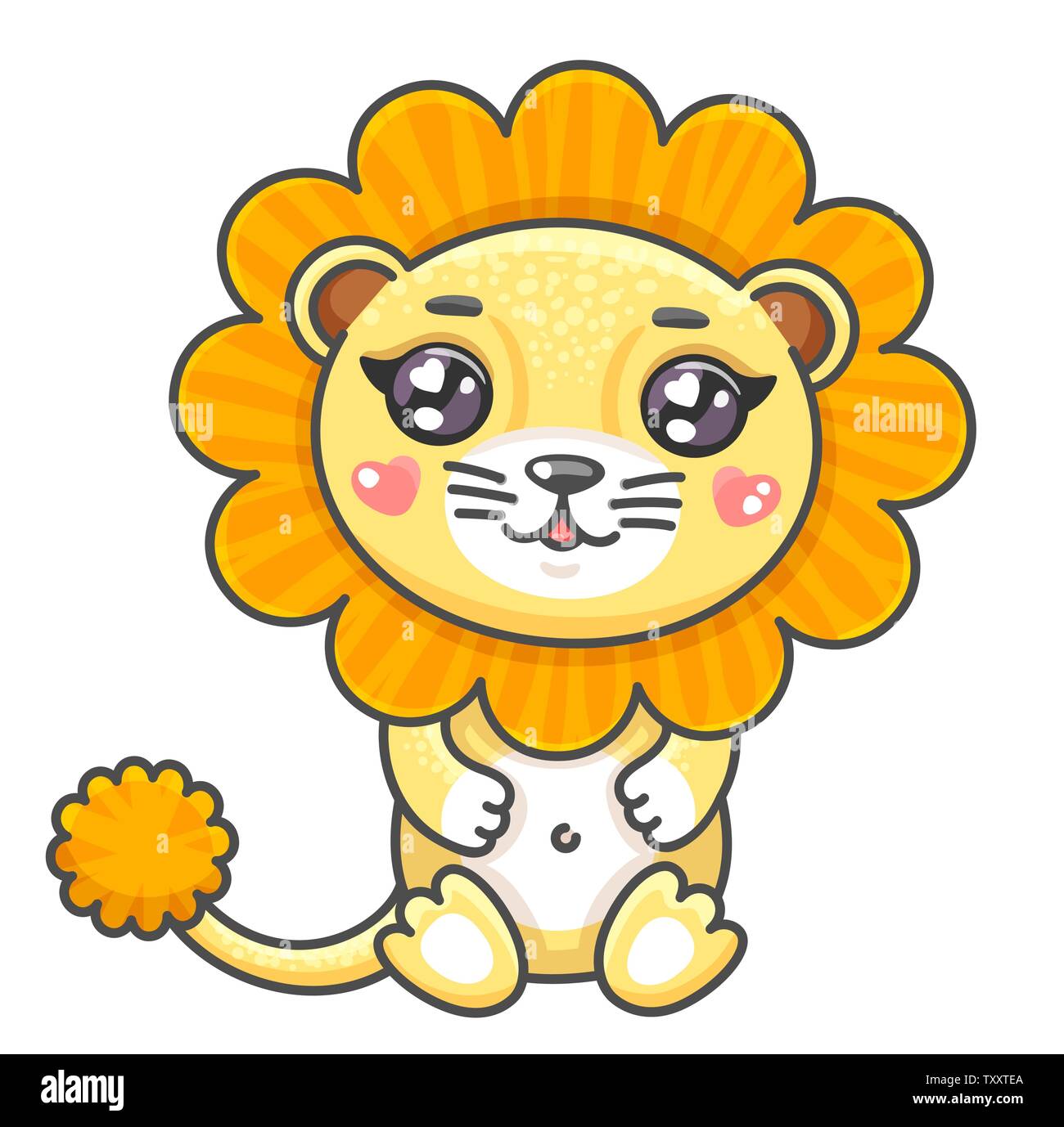 Cute Lion Cartoon Vector Illustration Smiling Baby Animal Lion In