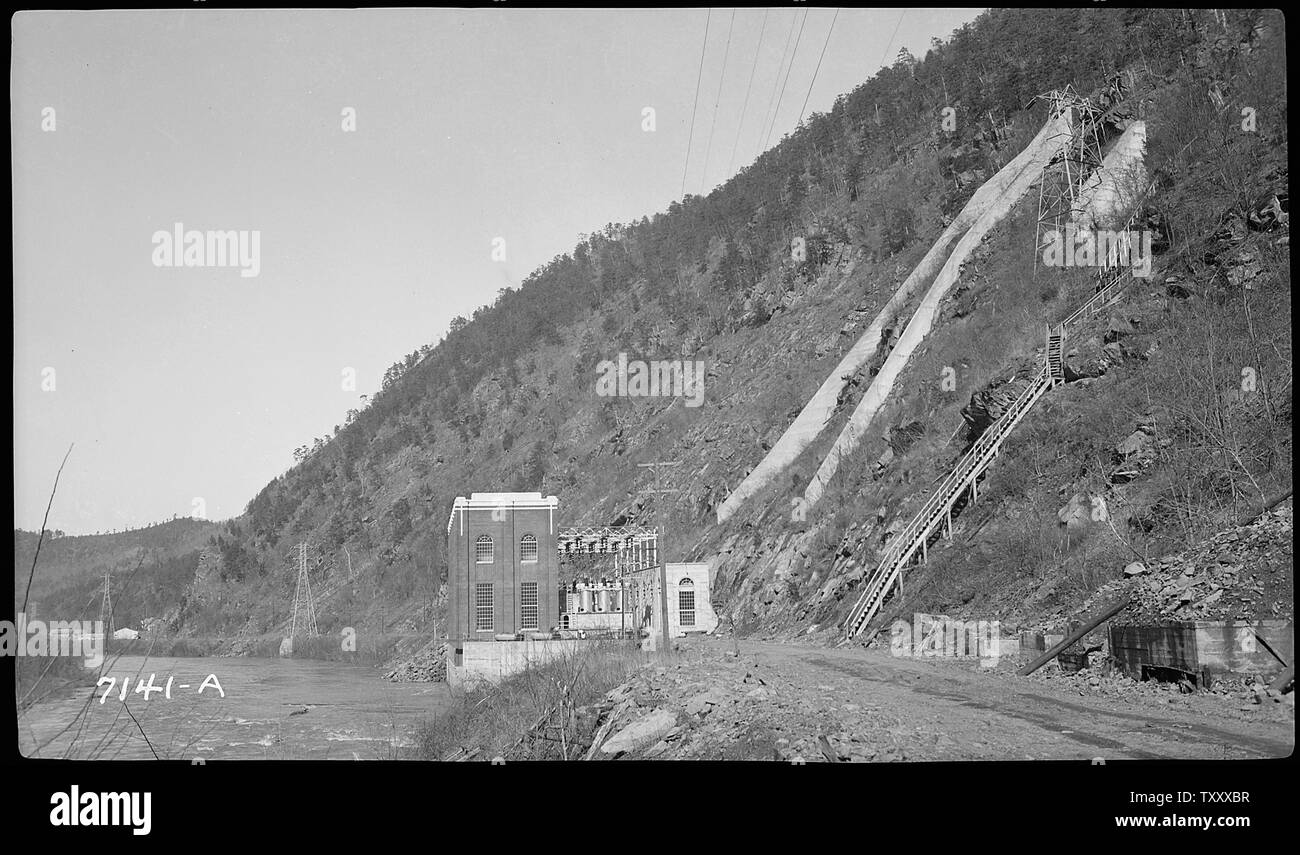 Calderwood Power House, looking downstream Stock Photo Alamy