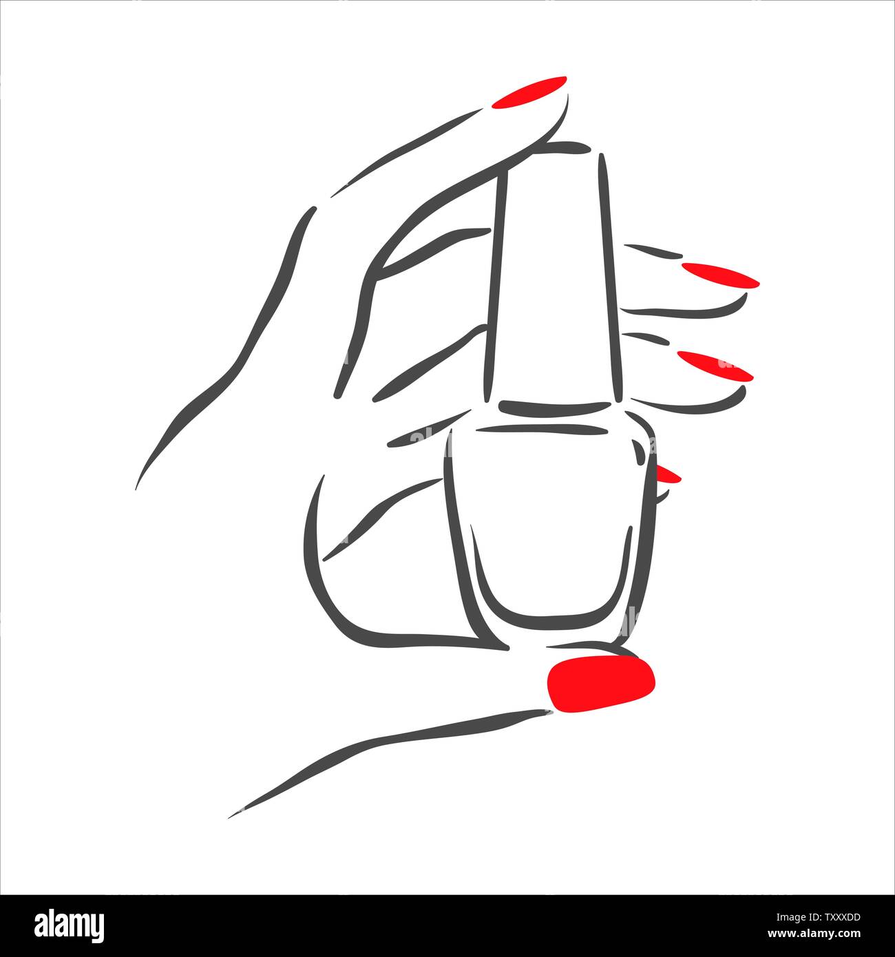 Vector hand drawn illustration of manicure and nail polish on woman ...
