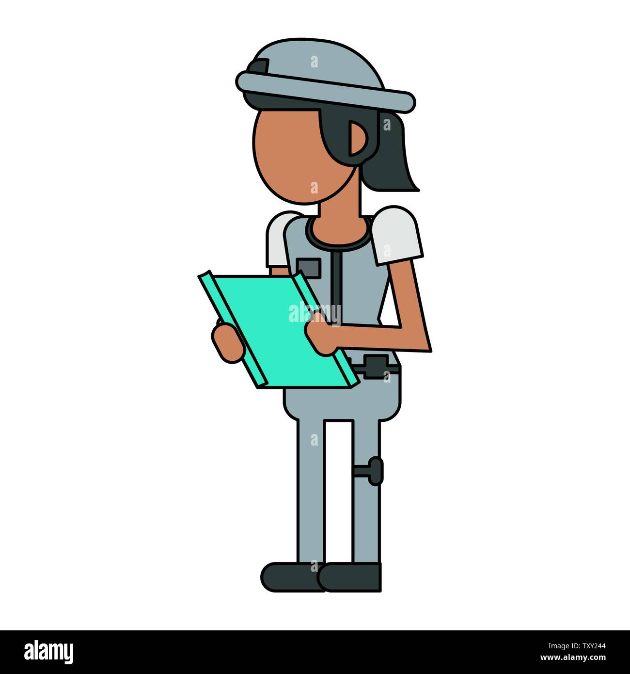 Construction worker smiling cartoon isolated faceless Stock Vector ...