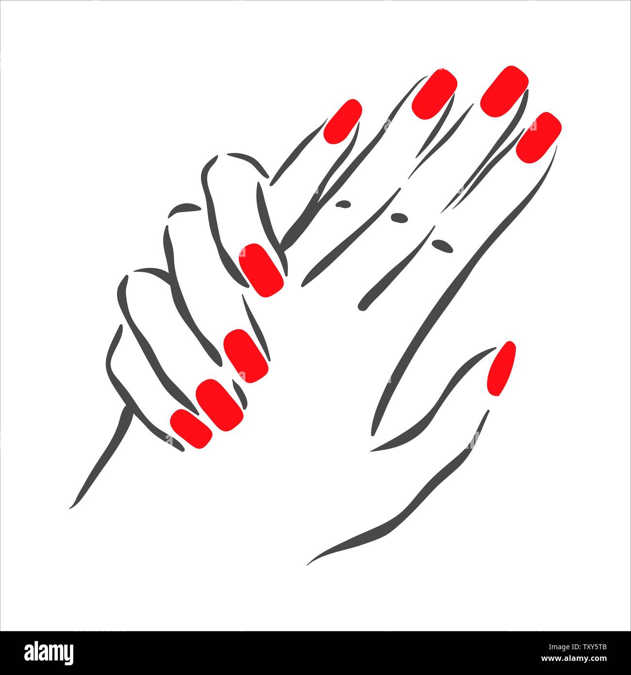 Vector hand drawn illustration of manicure and nail polish on woman ...