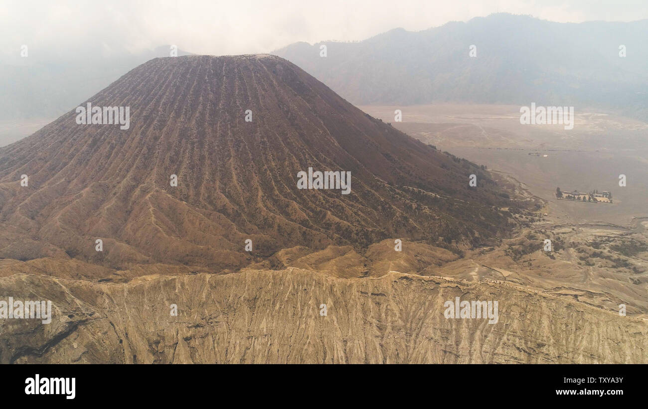 mountain landscape with volcano and mountains Tengger Semeru National ...