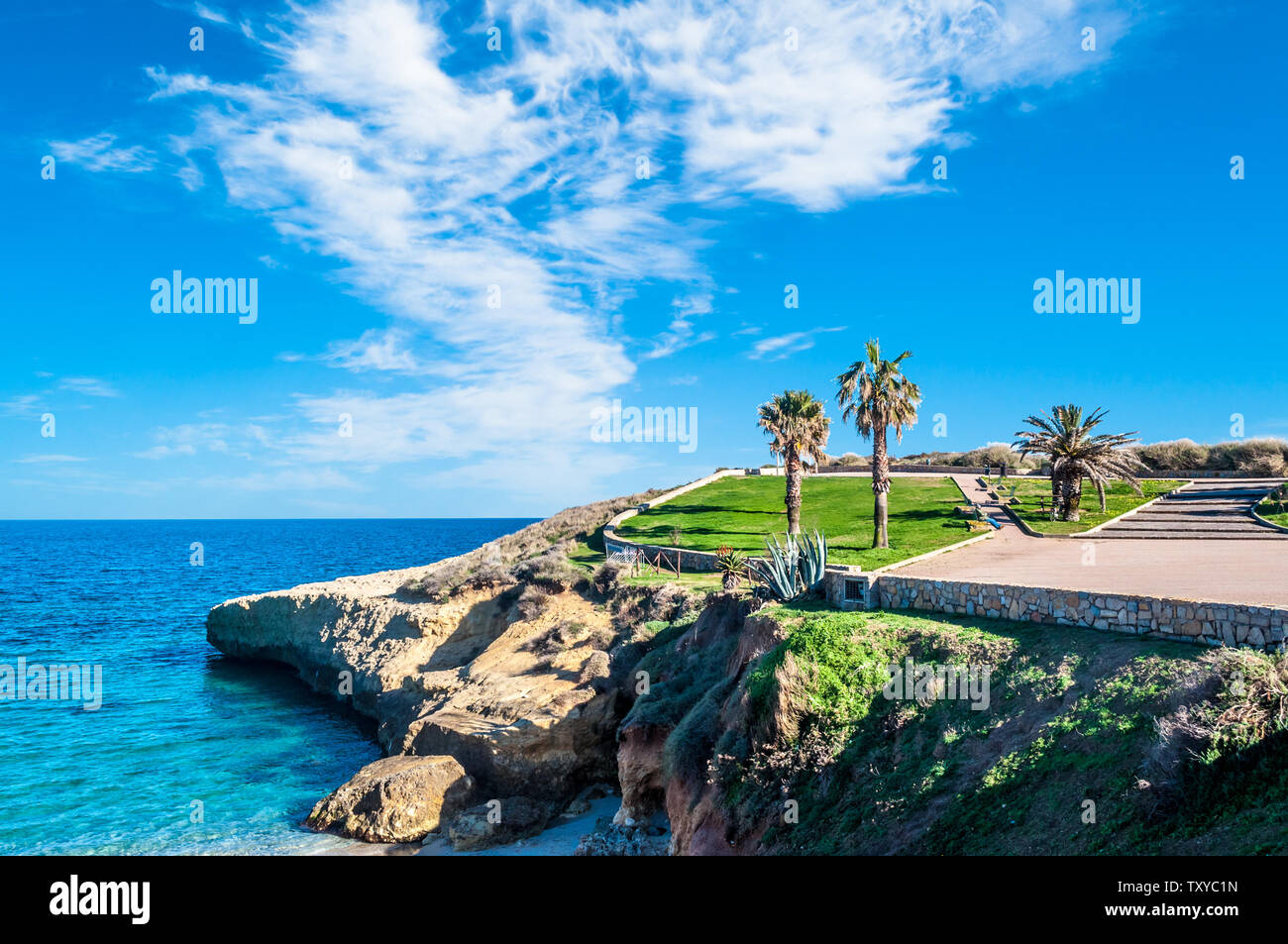 View of beach of Balai  inside the city of Porto Torres - Sardinia in summer Stock Photo