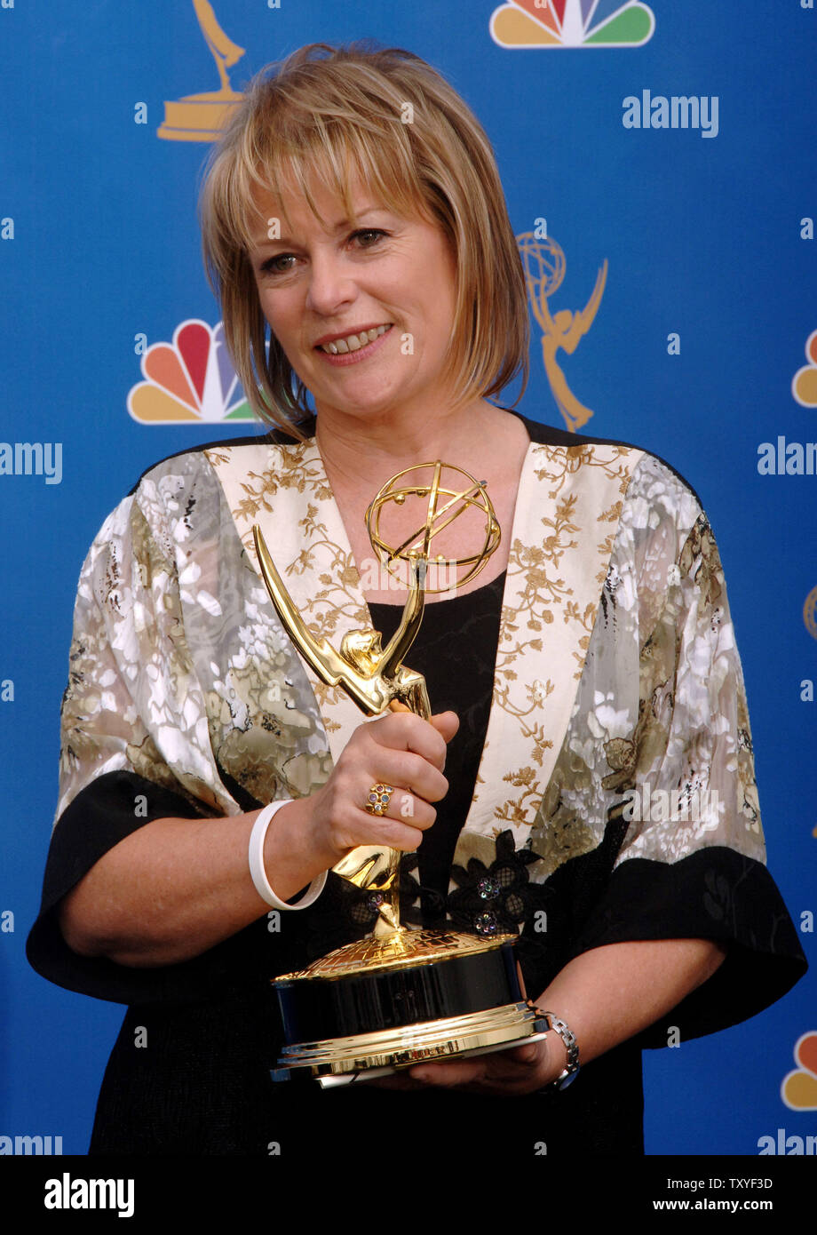 Hilary Bevan Jones Appears Backstage With The Award She Won For Outstanding Made For Television Movie The Girl In The Cafe During The 58th Annual Primetime Emmy Awards At The Shrine Auditorium