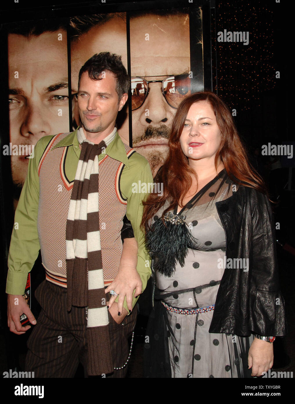 Fashion designer Jennifer Nicholson, daughter of cast member Jack Nicholson, and a guest arrive at an industry screening of 'The Departed' at the Director's Guild of America in Los Angeles, California on October 5, 2006. (UPI Photo/Jim Ruymen) Stock Photo