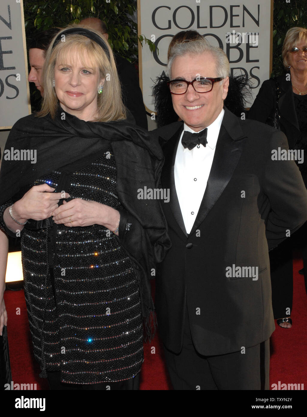 Martin Scorsese (R) and wife Helen Morris arrive at the 64th annual Golden Globe Awards in Beverly Hills, California on January 15, 2007.  (UPI Photo/Jim Ruymen) Stock Photo