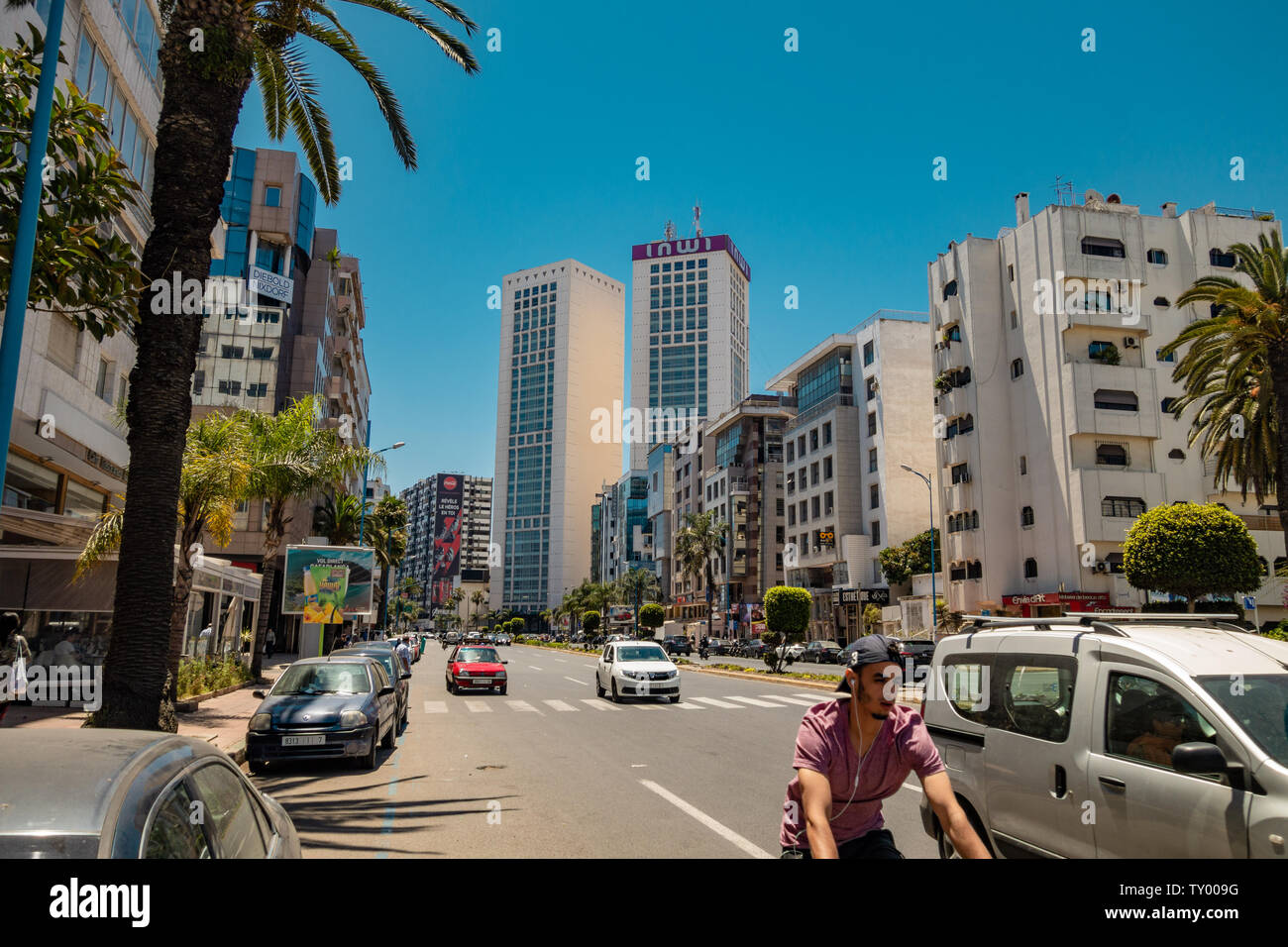 Casablanca, Morocco - 15 june 2019: cars trucks and taxis in the middle of a traffic jam Stock Photo