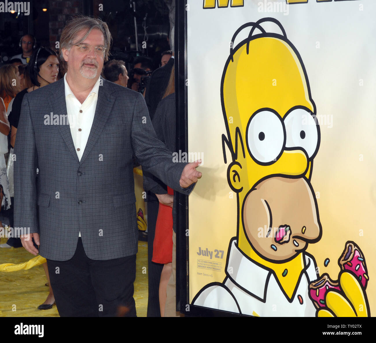 Matt Groening, the creator of the television series 'The Simpsons' arrives at the premiere of the animated motion picture comedy 'The Simpsons Movie' in the Westwood section of Los Angeles on July 24, 2007. (UPI Photo/Jim Ruymen) Stock Photo
