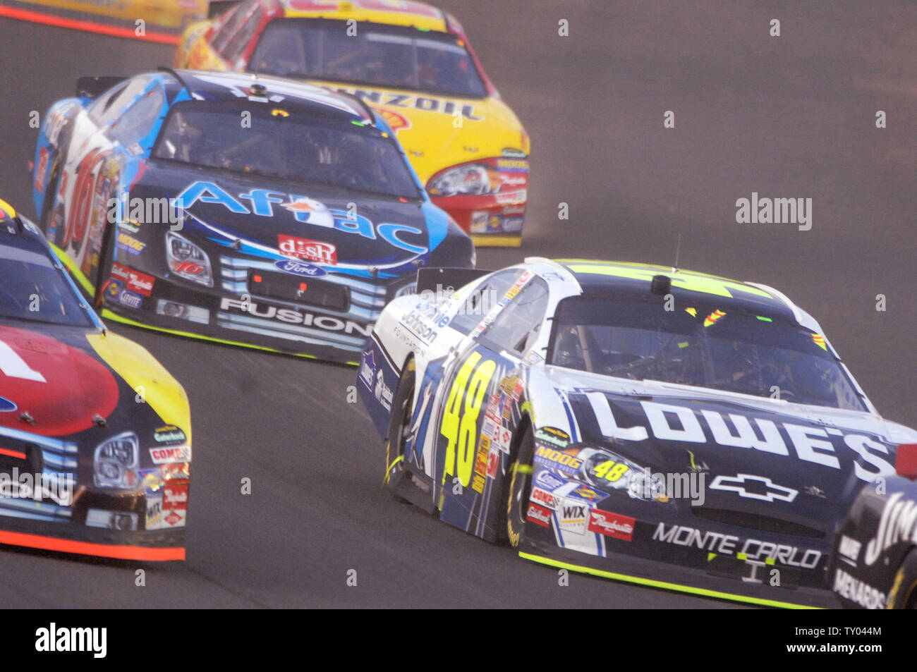 Driver Jimmie Johnson R Drives Car Number 48 On His Way To Winning The Nascar Sharp Aquos 500 At California Speedway In Fontana California On September 2 2007 Upi Photo Phil Mccarten Stock Photo Alamy