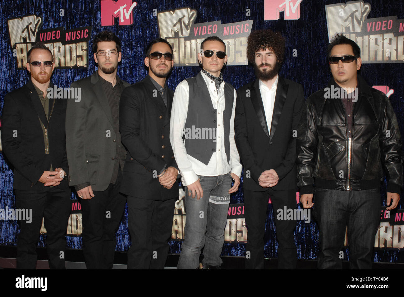 Linkin Park arrives for the MTV Video Music Awards at the Palms Hotel and Casino in Las Vegas on September 9, 2007.  (UPI Photo/Jim Ruymen) Stock Photo