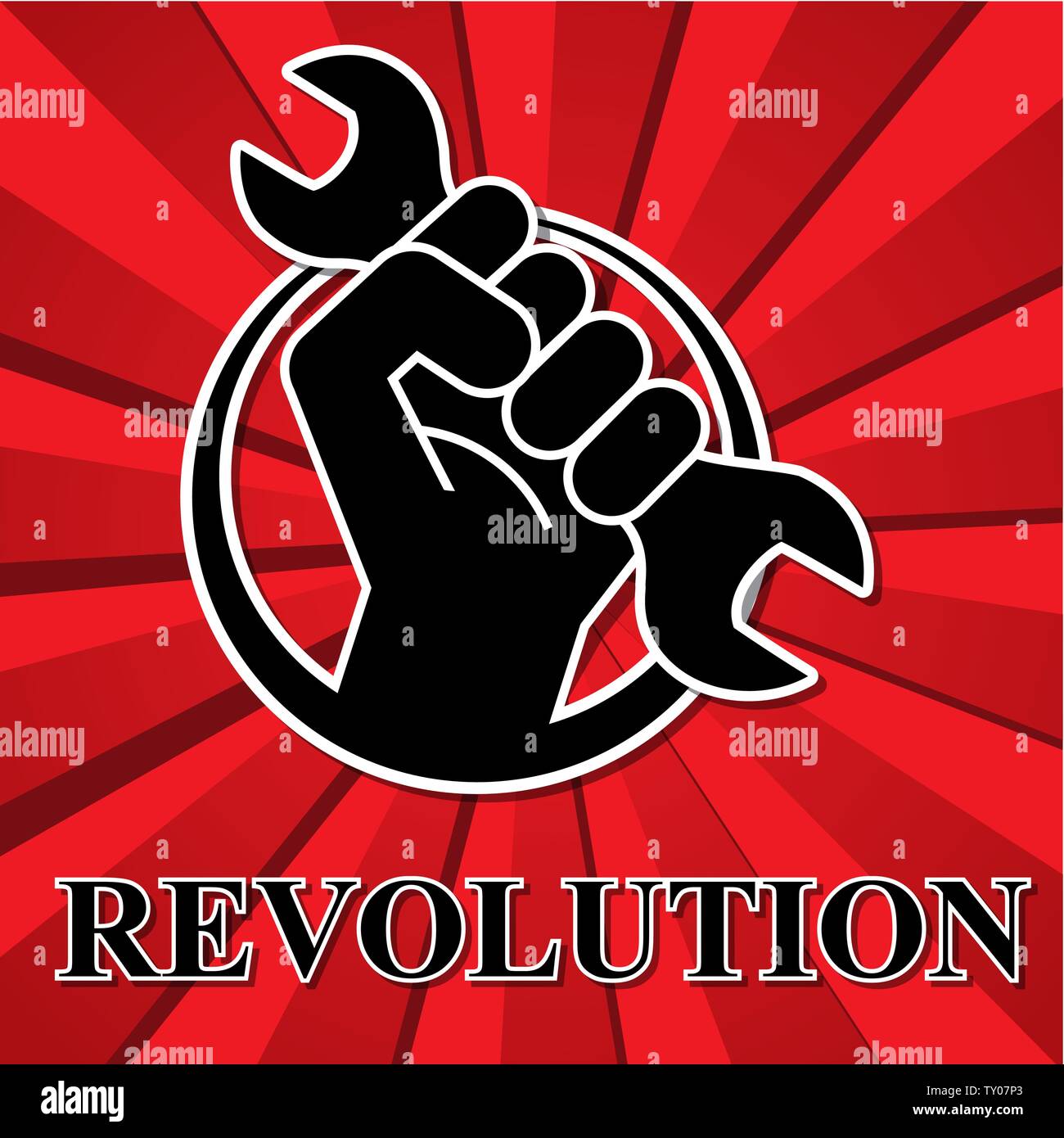 Fist revolution symbol wrench Stock Vector Images - Alamy