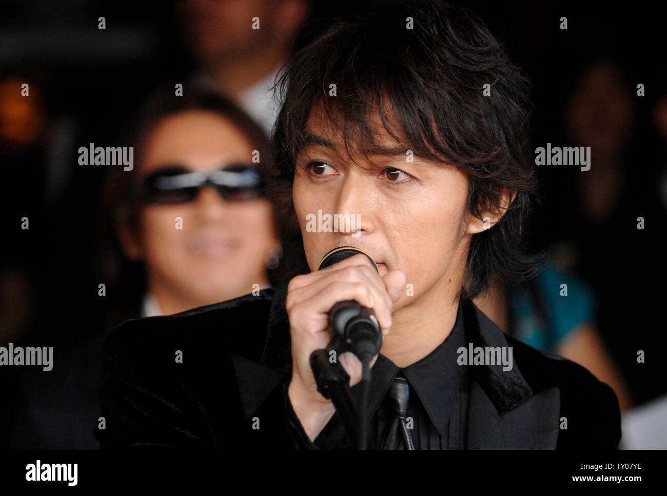 Kozi Japanese Rocker Vocalist Koshi Inaba of the Japanese group B'z speaks during a ceremony ...