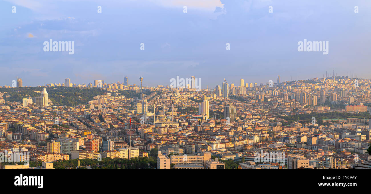 Ankara/Turkey-June 16 2019: Panoramic Ankara view with Kocatepe Mosque ...