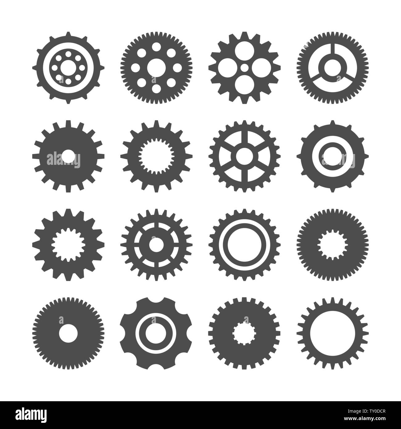 Gear wheels set. Retro vintage cogwheels collection. Industrial icons. Vector illustration Stock Vector
