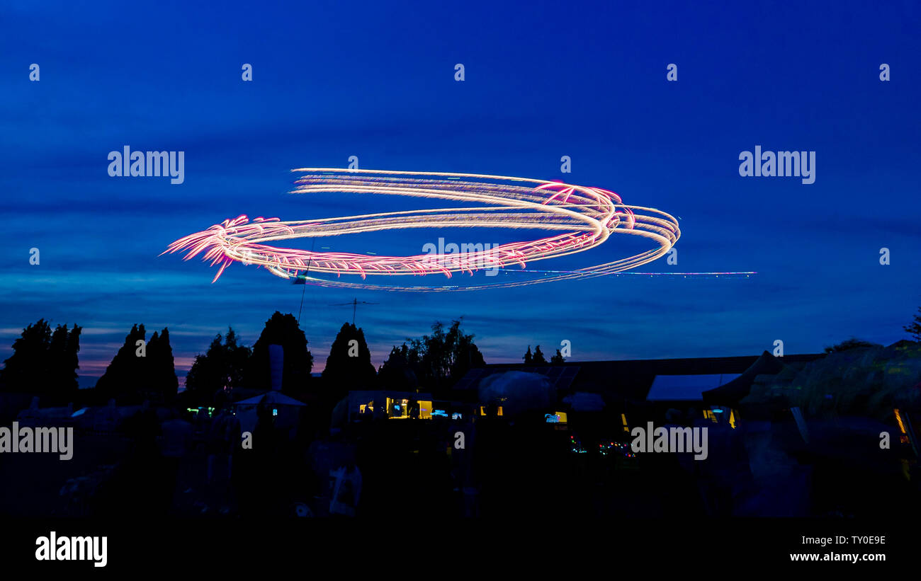 Husbands Bosworth aircraft acrobatic firework night display Stock Photo