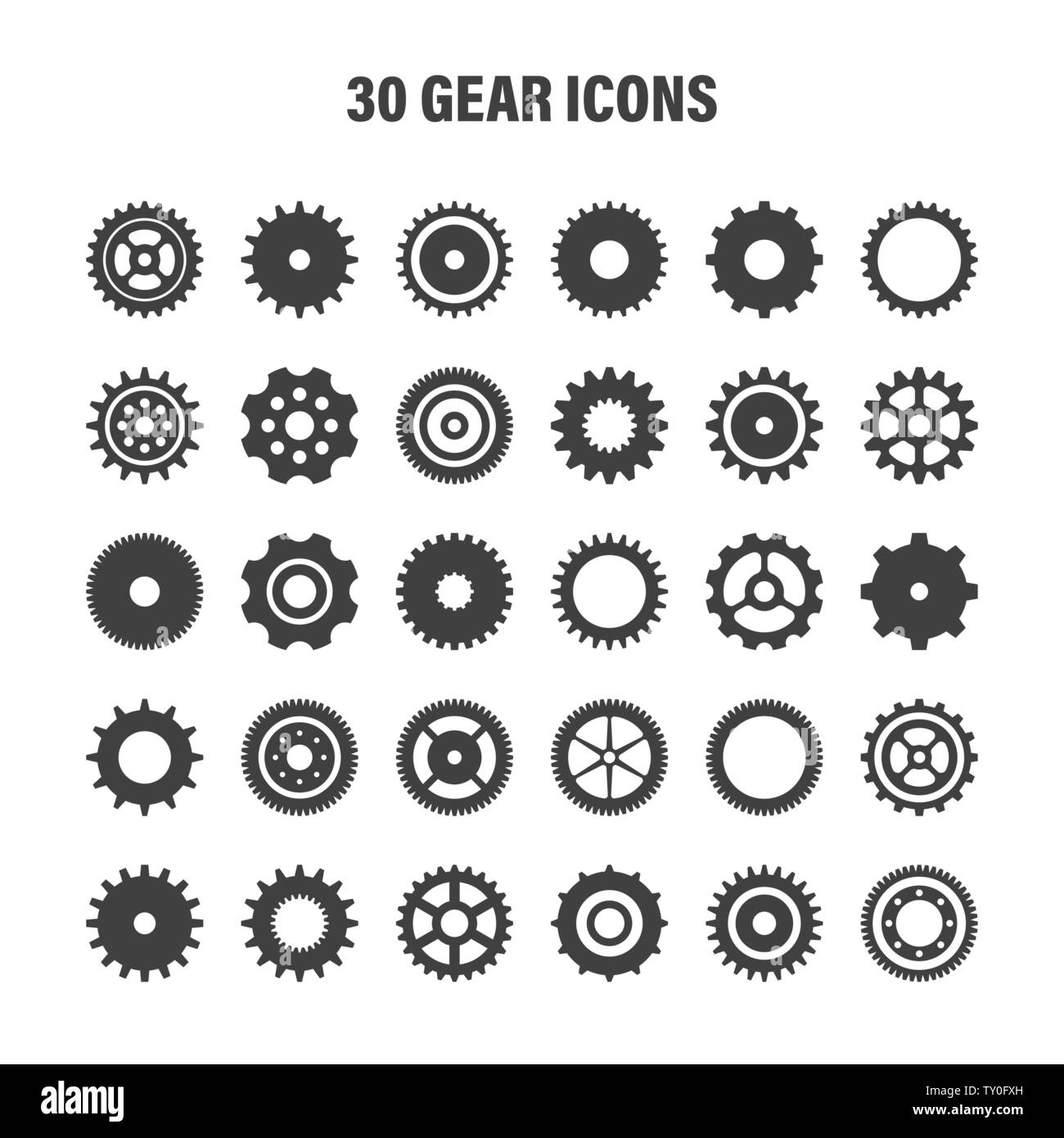 Gear wheels set. Retro vintage cogwheels collection. Industrial icons. Vector illustration Stock Vector