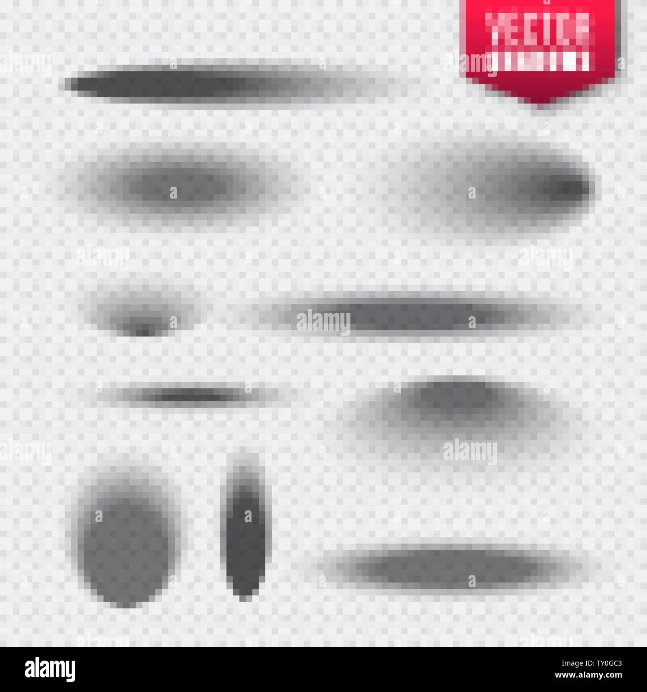 Vector shadows set on transparent background. Realistic isolated shadow ...