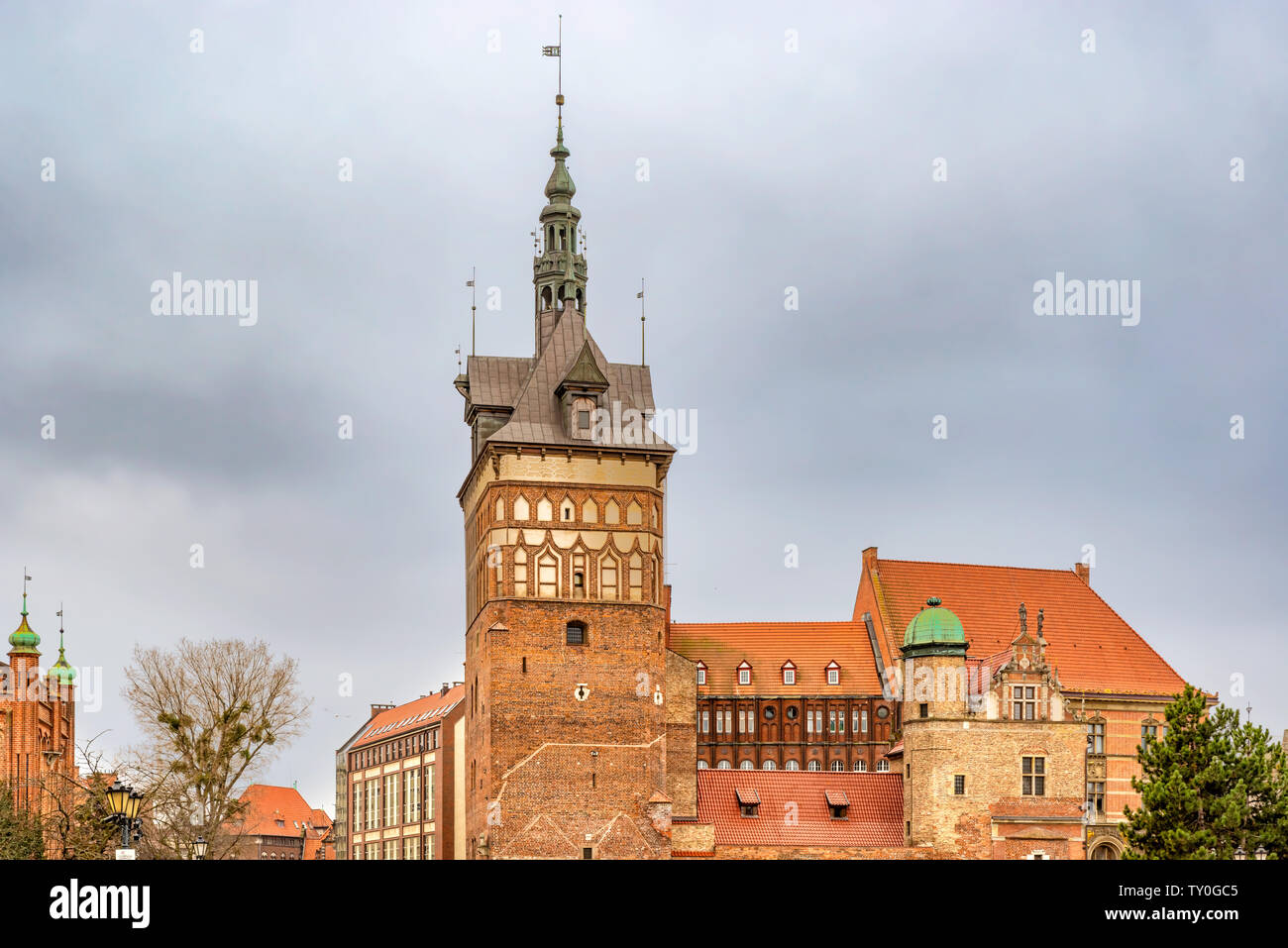 View at the Prison tower and the torture house now housing amber museum located in the old town of Gdansk, Poland Stock Photo