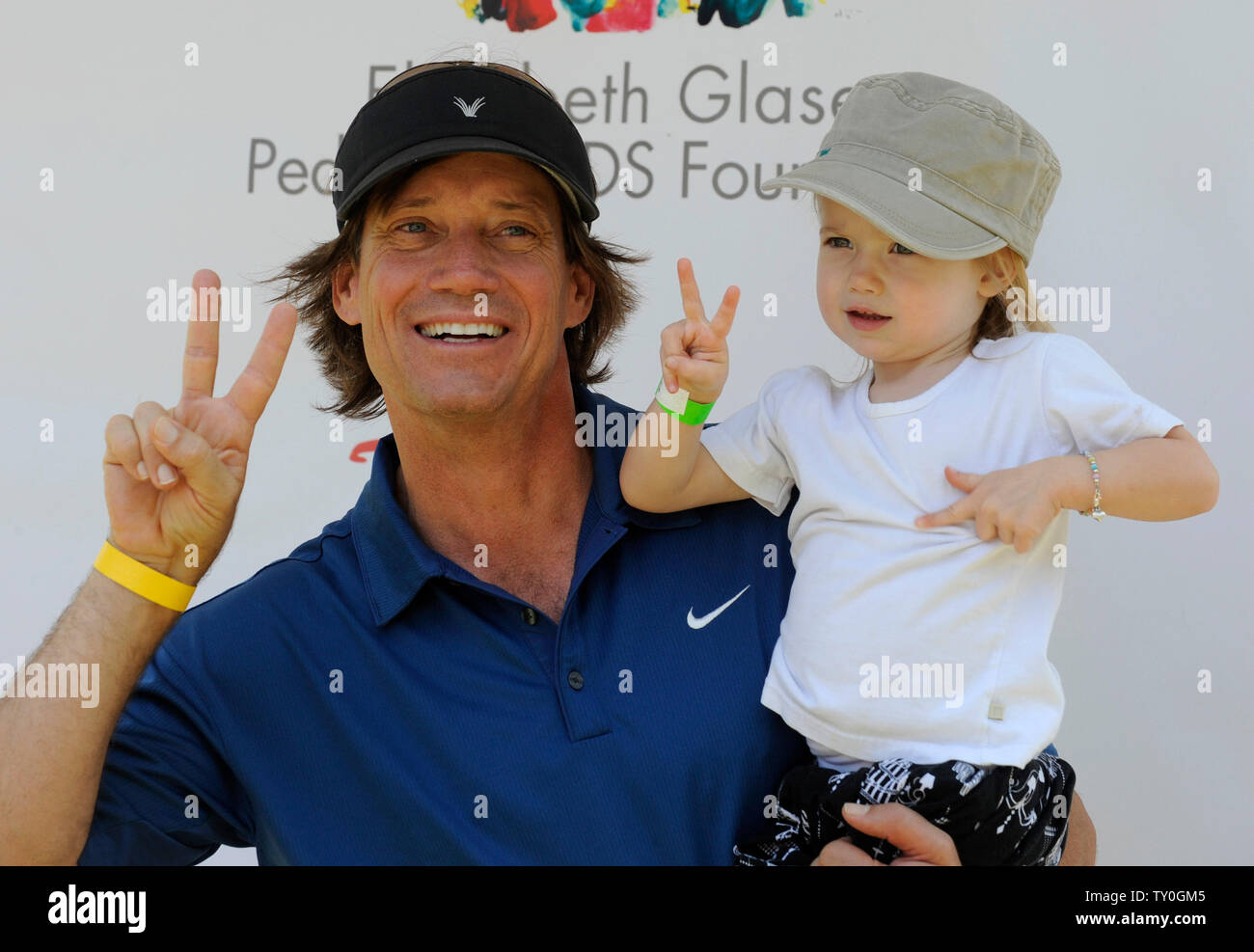 Actor Kevin Sorbo and his daughter Octavia arrive for the A Time For Heroes Celebrity Carnival, to benefit the Elizabeth Glazer Pediatric AIDS Foundation, on the Veterans Administration grounds in Los Angeles on June 8, 2008.  (UPI Photo/Jim Ruymen) Stock Photo