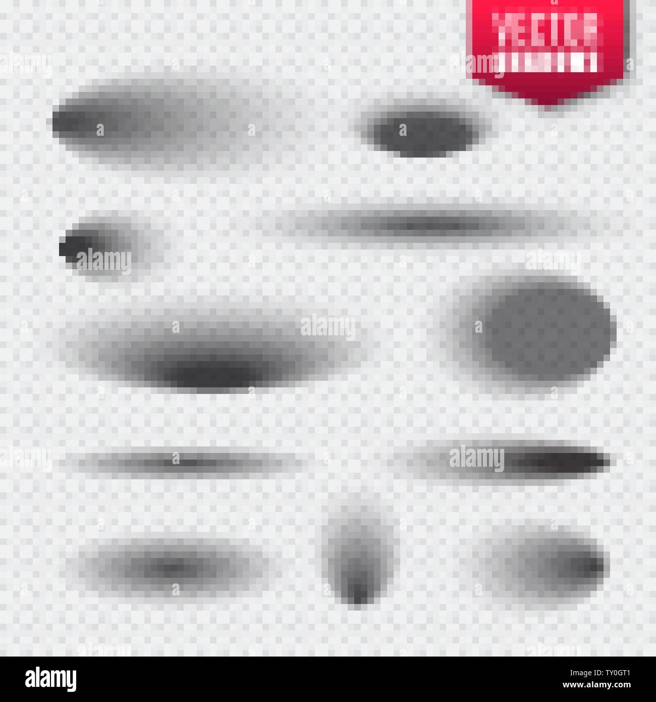 Vector shadows set on transparent background. Realistic isolated shadow ...