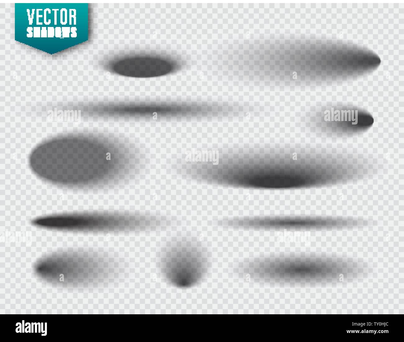 Vector shadows set on transparent background. Realistic isolated shadow ...