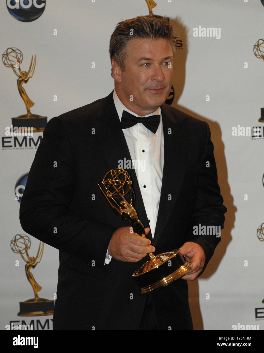 Alec Baldwin appears backstage with his Emmy Award for work on "30 Rock