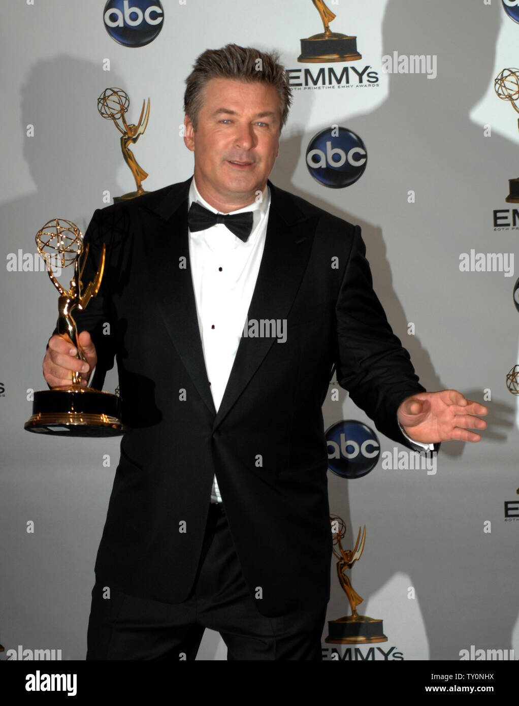 Alec Baldwin appears backstage with his Emmy Award for work on "30 Rock